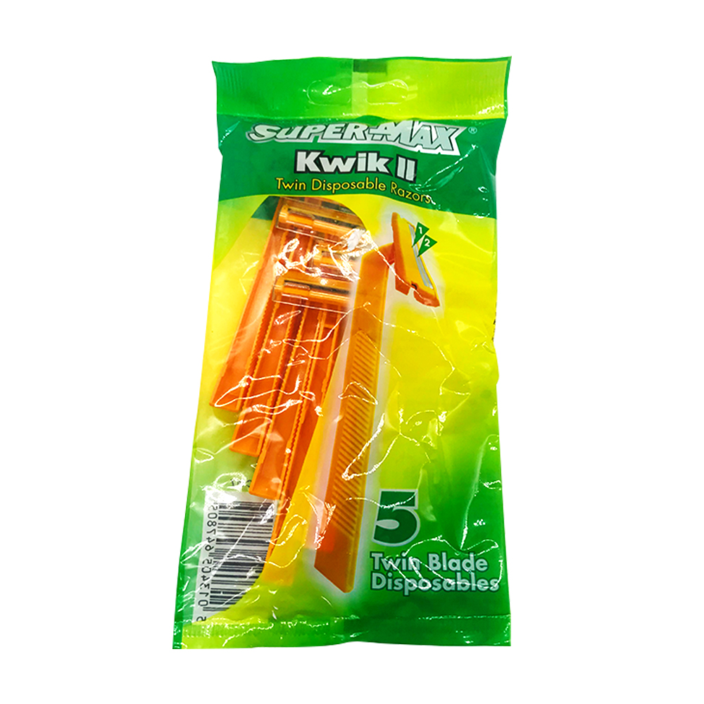Super Max Kwik II Twin Blade Disposable Razor 5's